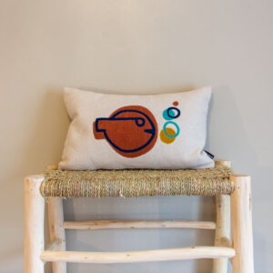 Coussin Broderie poisson terracotta Sophie Janiere