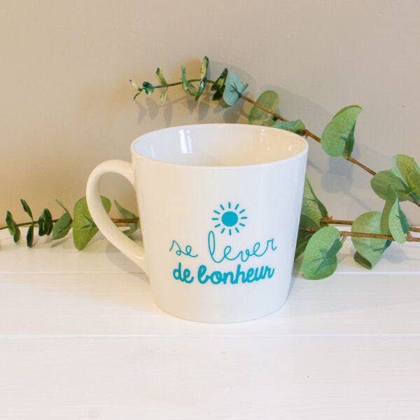 Mugs Se lever de bonheur et de bonne humeur verso Sophie Janiere