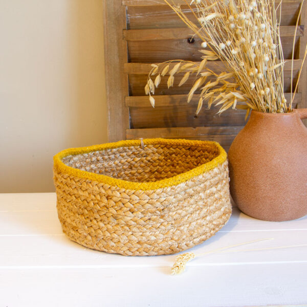 Panier Rond Jute Bordure Ocre L La Maison de Lilo