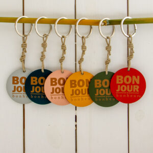 Porte cles disque Bonjour Bonheur Sophie Janiere