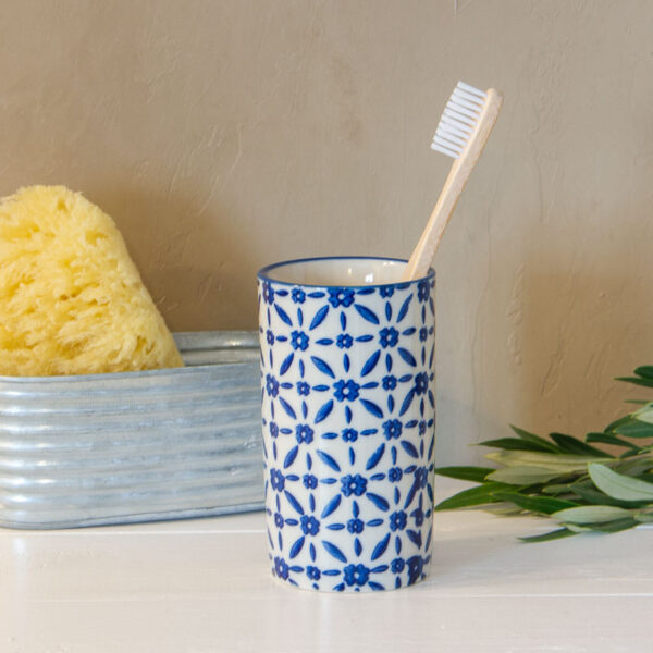 Pot a brosse a dent Ceramique Pattern Bleu Savonnerie de Nyons