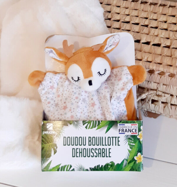 doudou bouillotte dehoussable faon