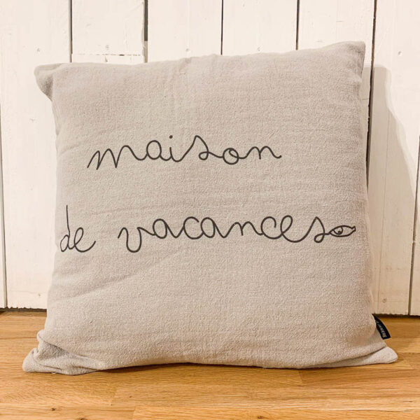 coussin carré maison de vacances gris sophie janiere