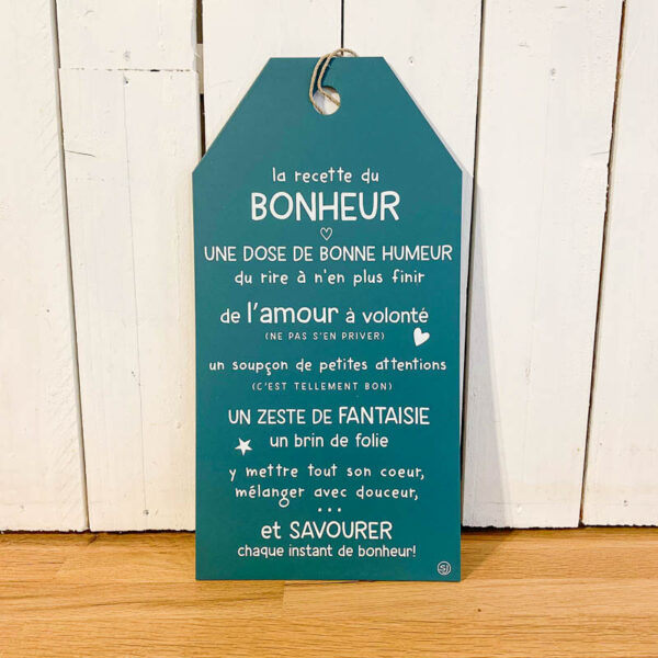 panneau la recette du bonheur cedre bleu sophie janiere