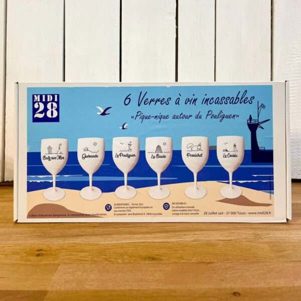 Coffret 6 Verres à vin Incassables la Baie bleu marine 2024 Midi 28