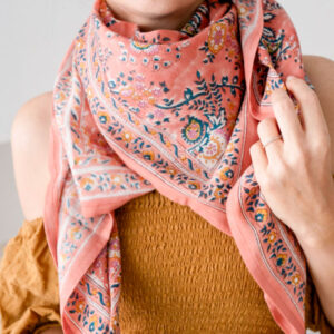 grand foulard indien capri peche