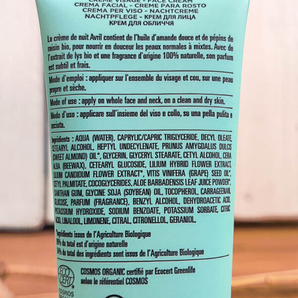 Crème de nuit Peaux Normales & Mixtes 50ml Avril b
