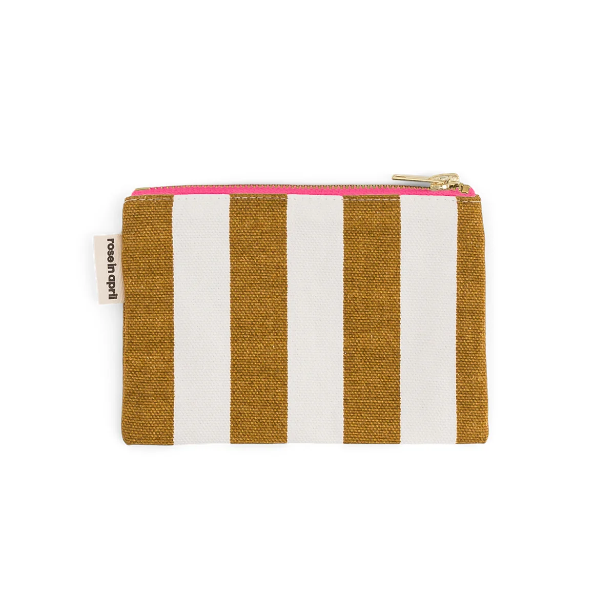 Porte Monnaie Marie Rayures Ecru Caramel Rose in April b