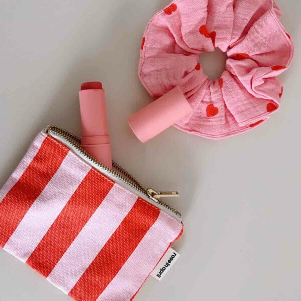 Porte Monnaie Marie Rayures Tomato Candy Pink Rose in April b