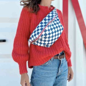 Sac Banane Damier Bleu Ecru Rose in April