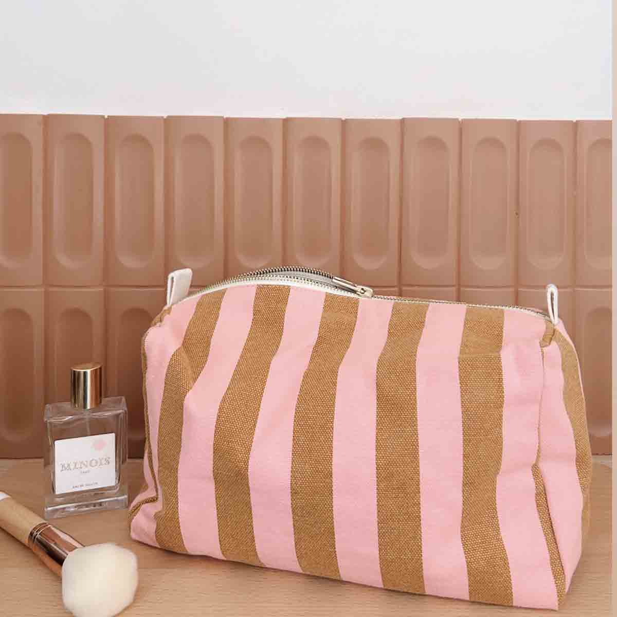 Trousse à toilette Vic Rayures Strawberry Caramel Rose in April