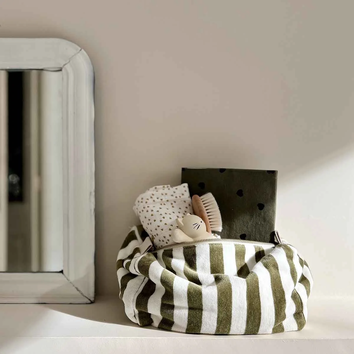 Trousse de toilette Vic Eponge Kaki Rose in April b