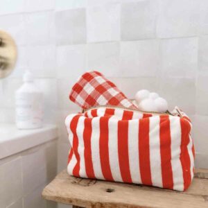 Trousse de toilette Vic Eponge Rayures Tomato Rose in April