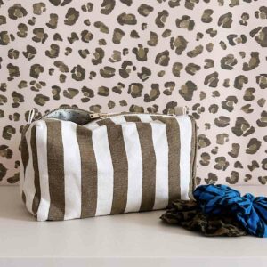 Trousse de toilette Vic Rayures Olive Greige Rose in April