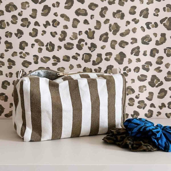 Trousse de toilette Vic Rayures Olive Greige Rose in April