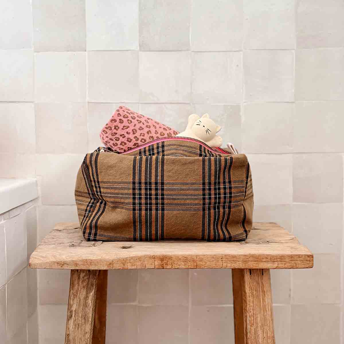 Trousse de toilette Vic Tartan Rose in April