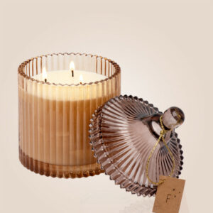 Bougie Bonbonnière ambrée 400g Cachemire Tonka Fariboles