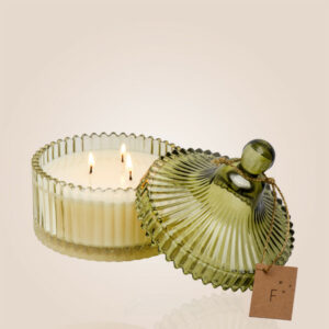 Bougie Bonbonnière verte 190g Musc des Neiges Fariboles