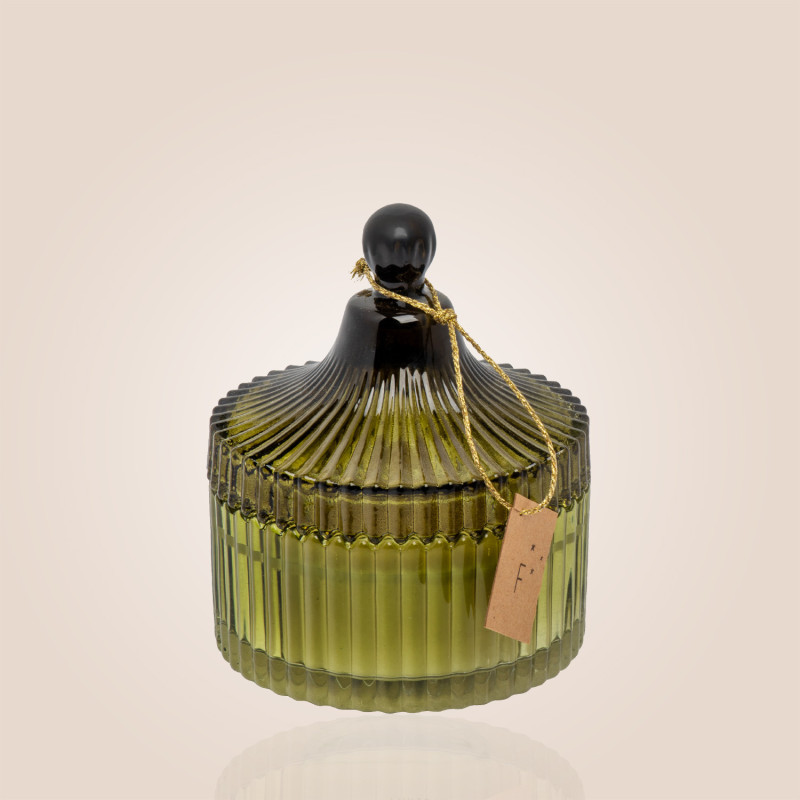 Bougie Bonbonnière verte 190g Musc des Neiges Fariboles b