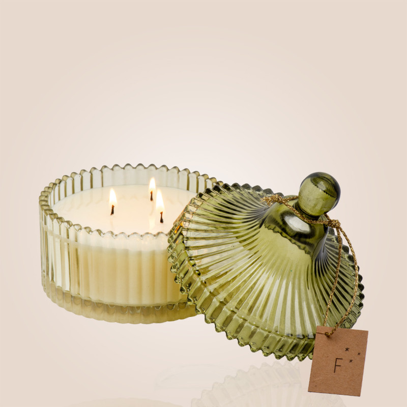 Bougie Bonbonnière verte 190g Musc des Neiges Fariboles