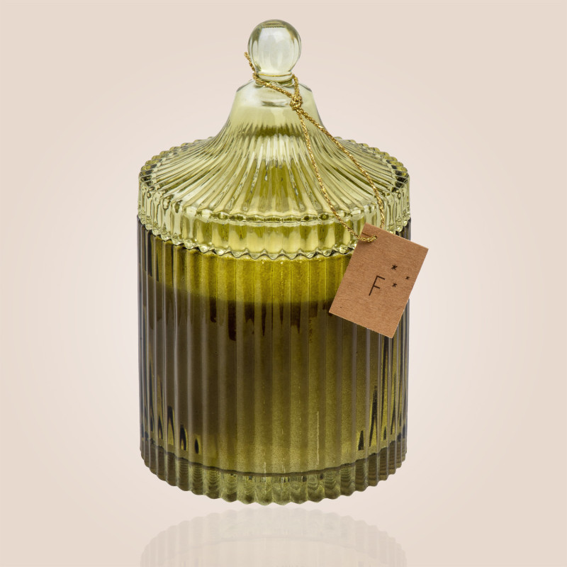 Bougie Bonbonnière verte 400g Musc des Neiges Fariboles b