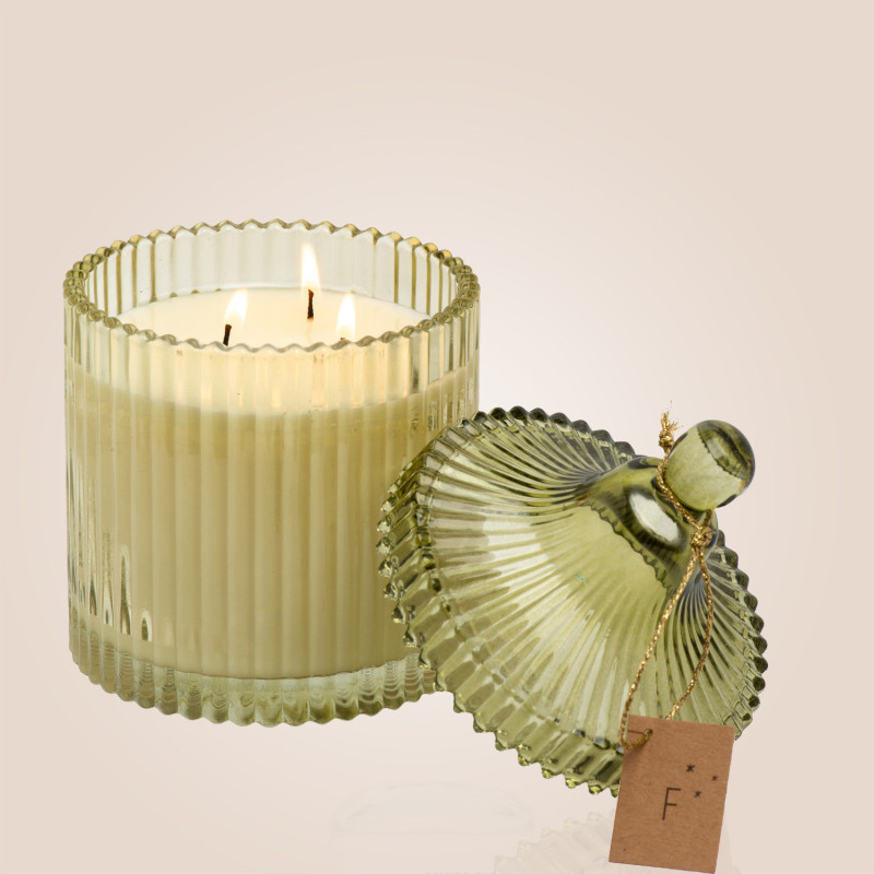 Bougie Bonbonnière verte 400g Musc des Neiges Fariboles