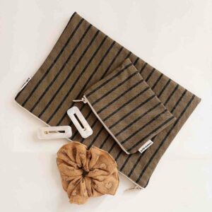 Pochette Lili Rayure Tennis Olive Rose in April