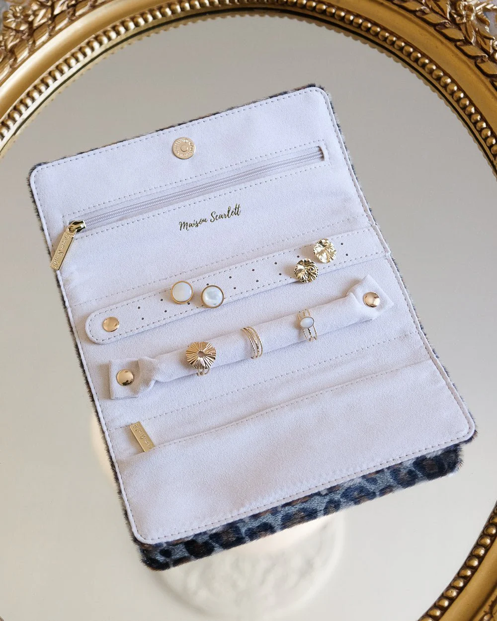 Pochette à bijoux Catherine en léopard Maison Scarlett b