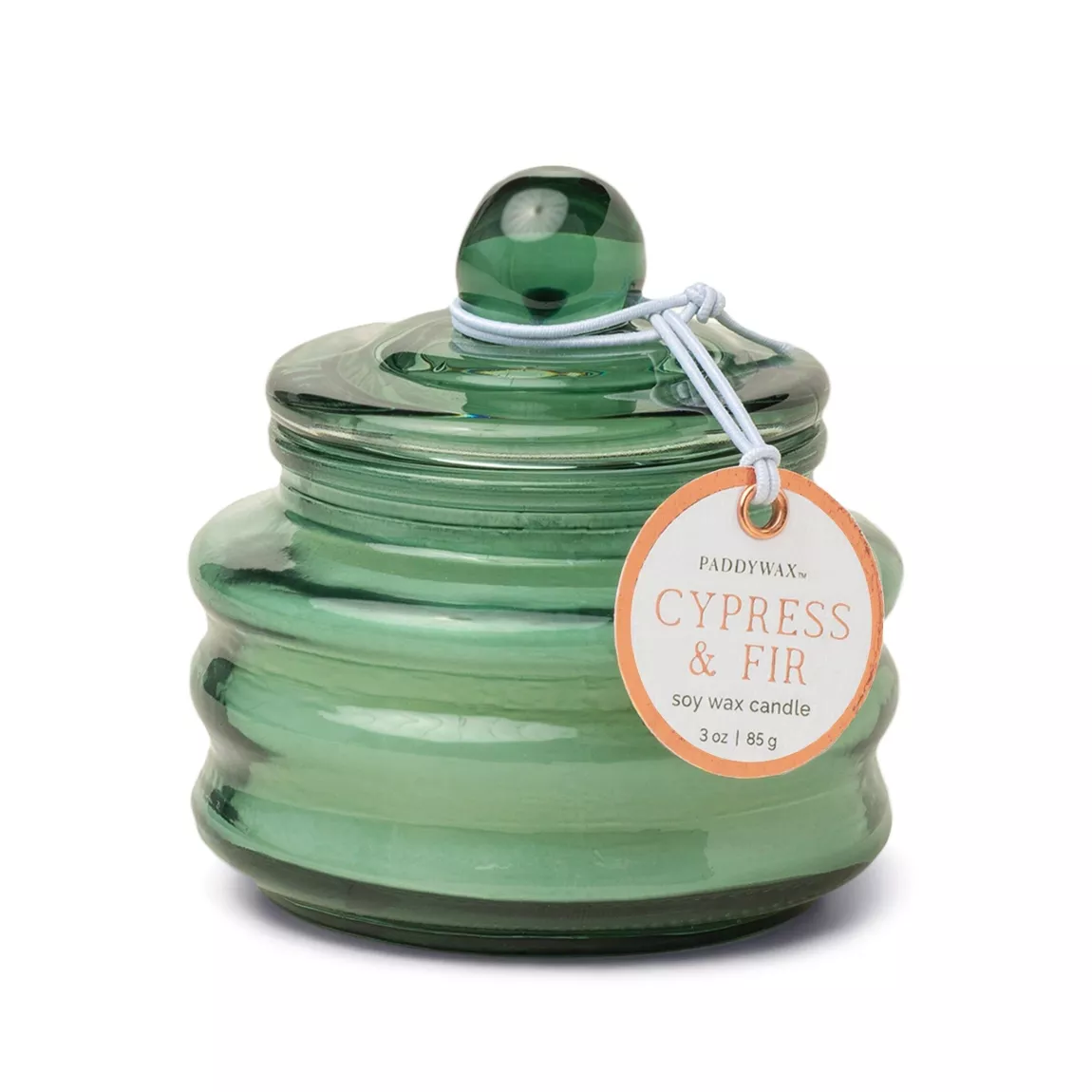 Bougie Beam en verre vert Cyprès et sapin Paddywax