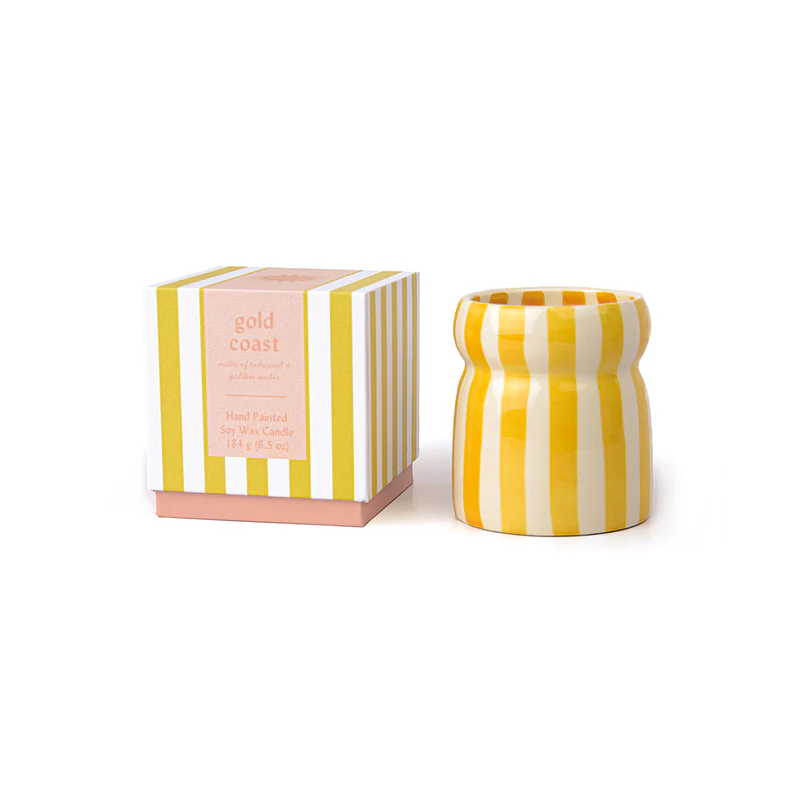 Bougie Cabana Rayures Jaune Gold Coast Paddywax c