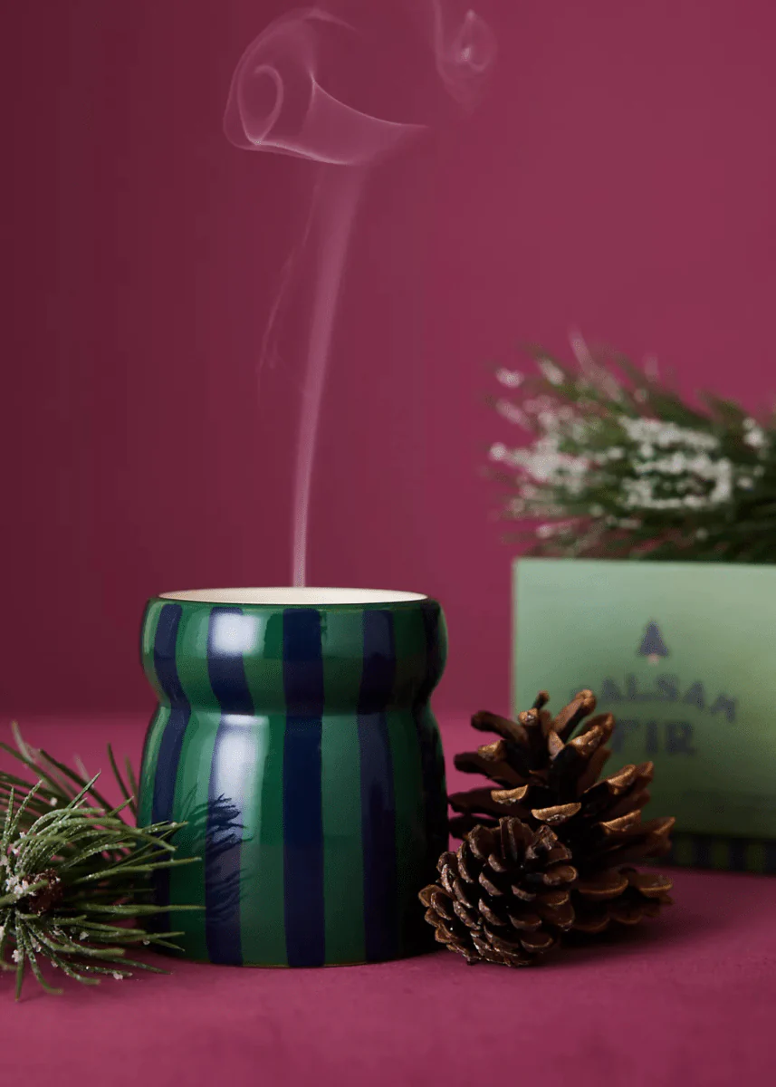 Bougie Cabana Rayures Vert Marine Sapin Paddywax b