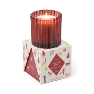 Bougie de Noël en verre nervuré Rouge Baie d’hiver Paddywax