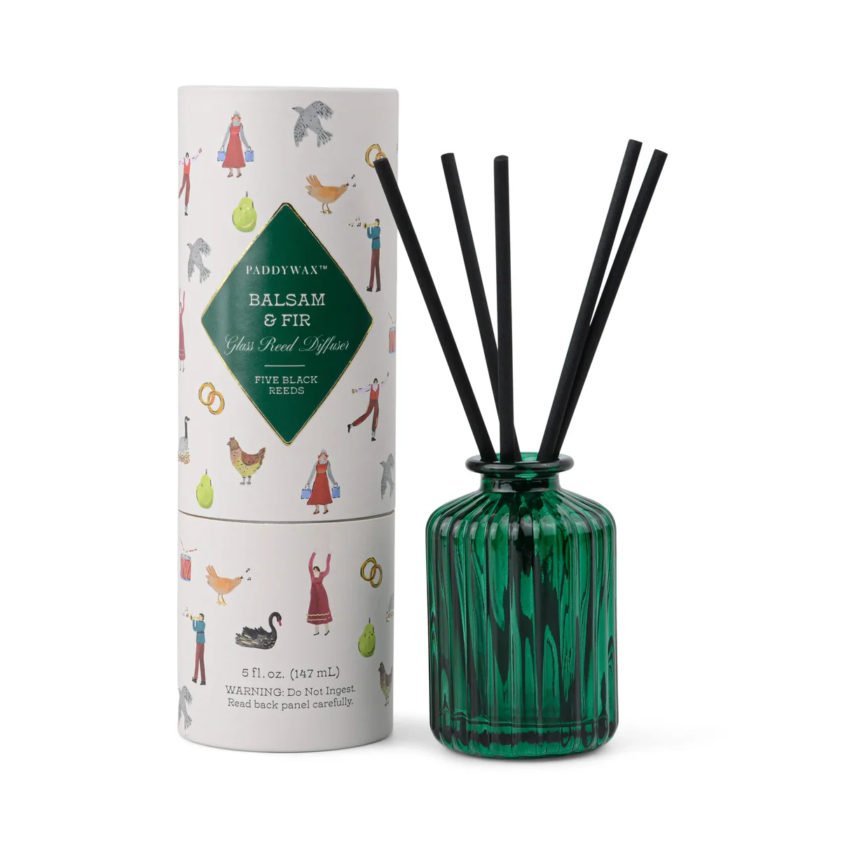 Diffuseur en verre nervuré de Noël Vert Baume et sapin Paddywax
