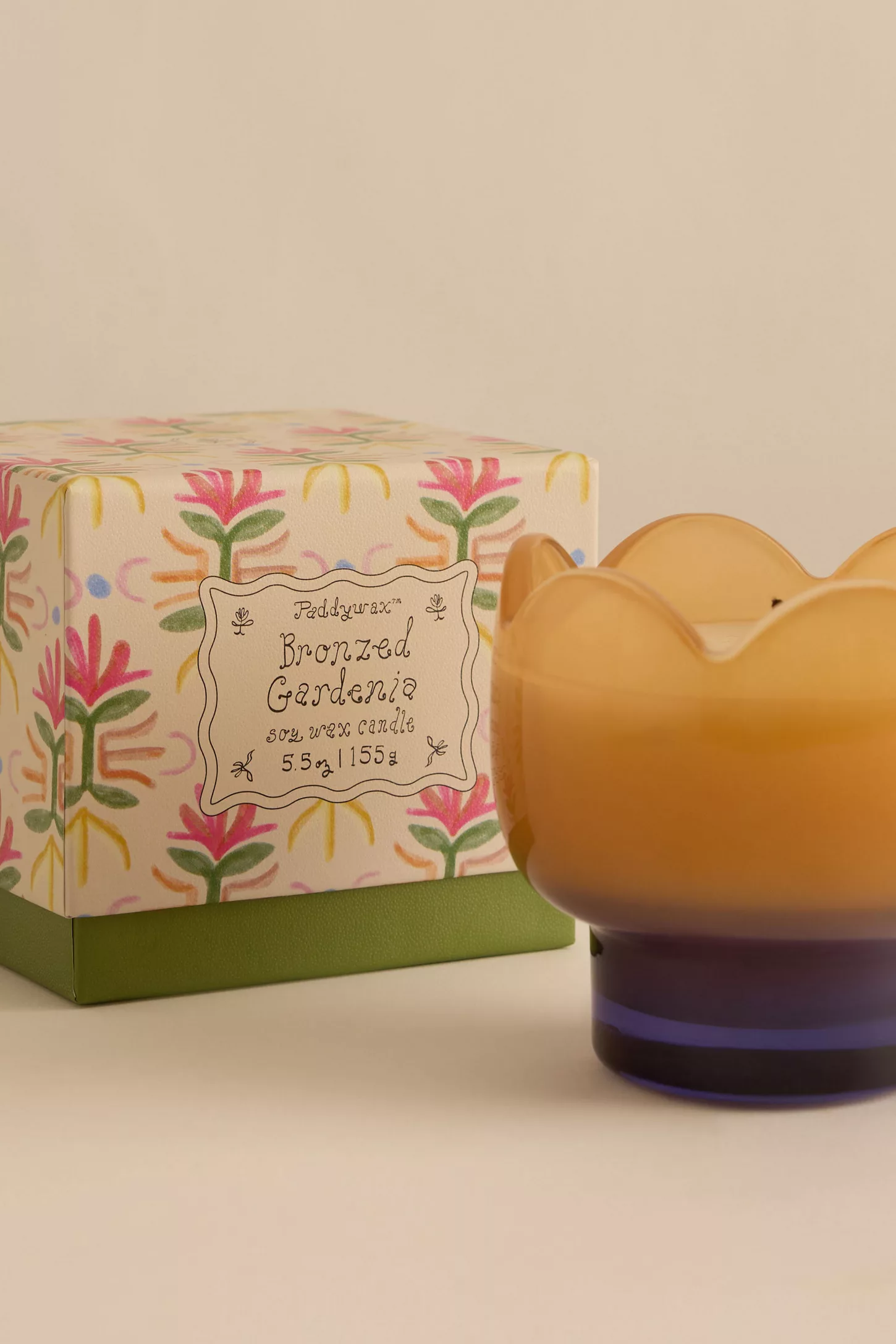 Bougie Tulip Bleu et Ocre glycine et saule Paddywax b