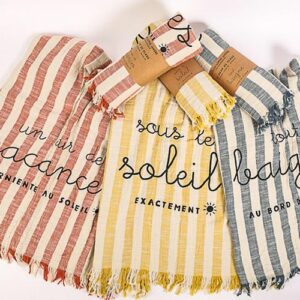 Drap de Plage Soleil Tout Baigne Vacances Sophie Janière