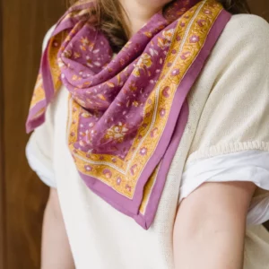 Grand foulard indien Folk Story Pink Bindi Atelier