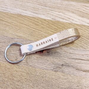 Porte clés en cuir coloré chic Marraine By Perri