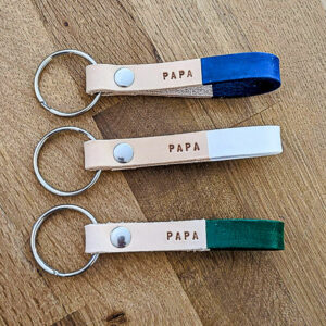 Porte clés en cuir coloré chic Papa By Perri