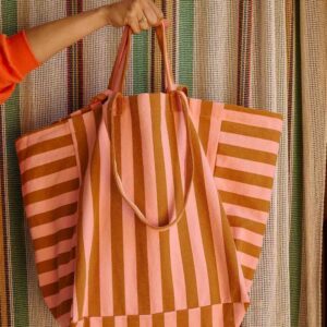 Sac Cabas Elisa Rayures Strawberry Caramel Rose in April