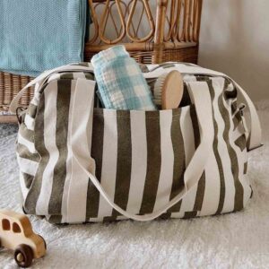 Sac WE ou à Langer Raphael rayure Greige olive Rose in April