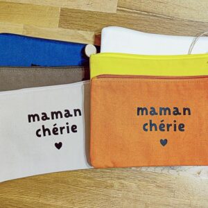 Trousse plate Maman Chérie Coeurs et Rayures Sophie Janière