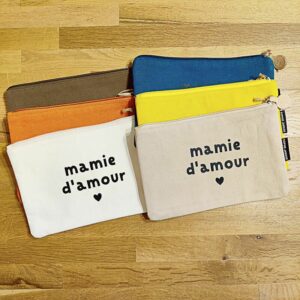 Trousse plate Mamie d'Amour Coeurs et Rayures Sophie Janière